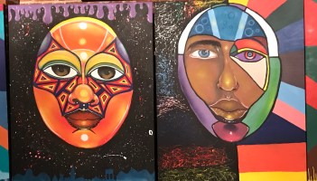 Four paintings of faces