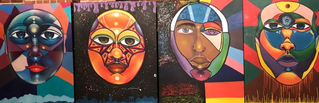 Four paintings of faces