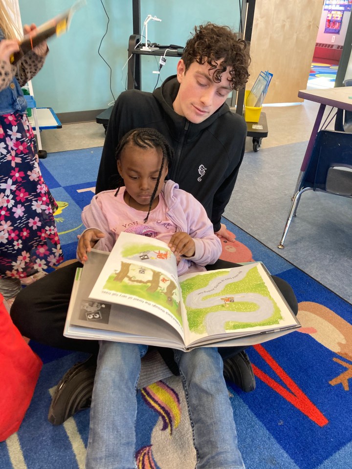 Enjoying time with Kindergartners and 1st graders